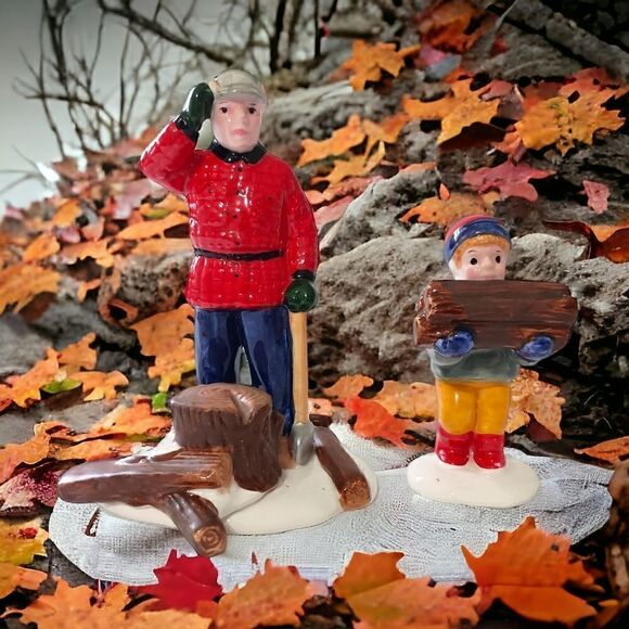 Department Dept 56 Woodsman Boy Snow Village Figures Porcelain Ceramic Winter - Picture 9 of 16